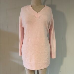 Elegant Light Pink V-Neck Sweater for Women